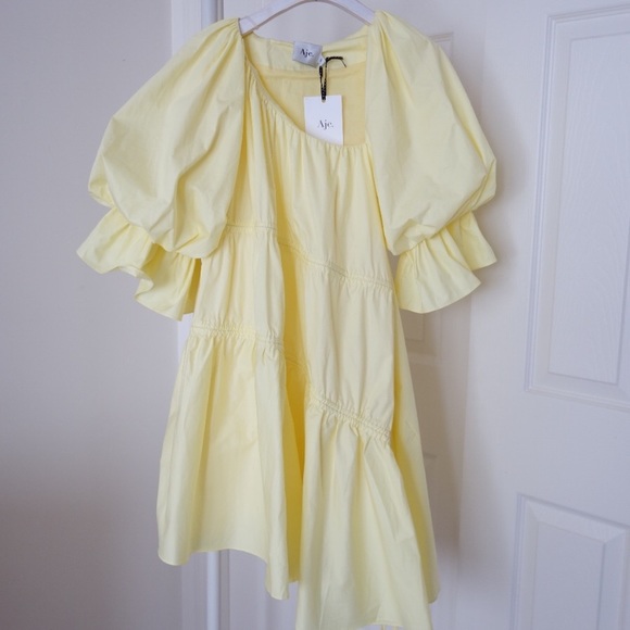 PLEASE SEARCHING FOR AJE HUSHED ASYMMETRIC DRESS IN LEMON - Picture 2 of 3